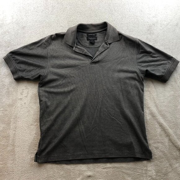 Van Heusen Mens Polo Shirt Small Short Sleeve Micro Pima Cotton Casual Gray - Picture 6 of 7